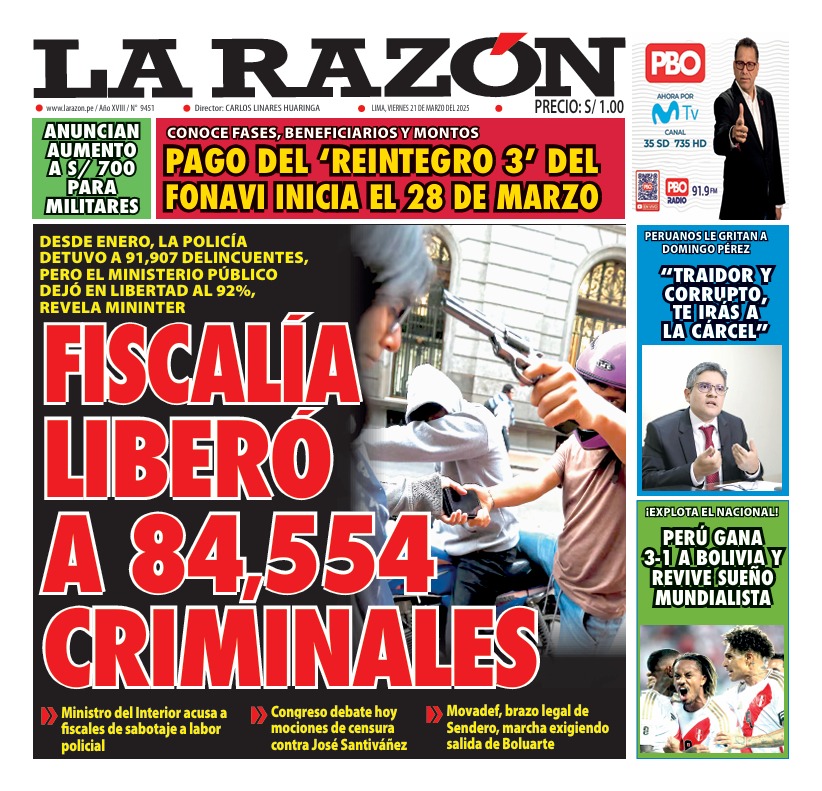 Portada Diario La Razón (21/03/2025)