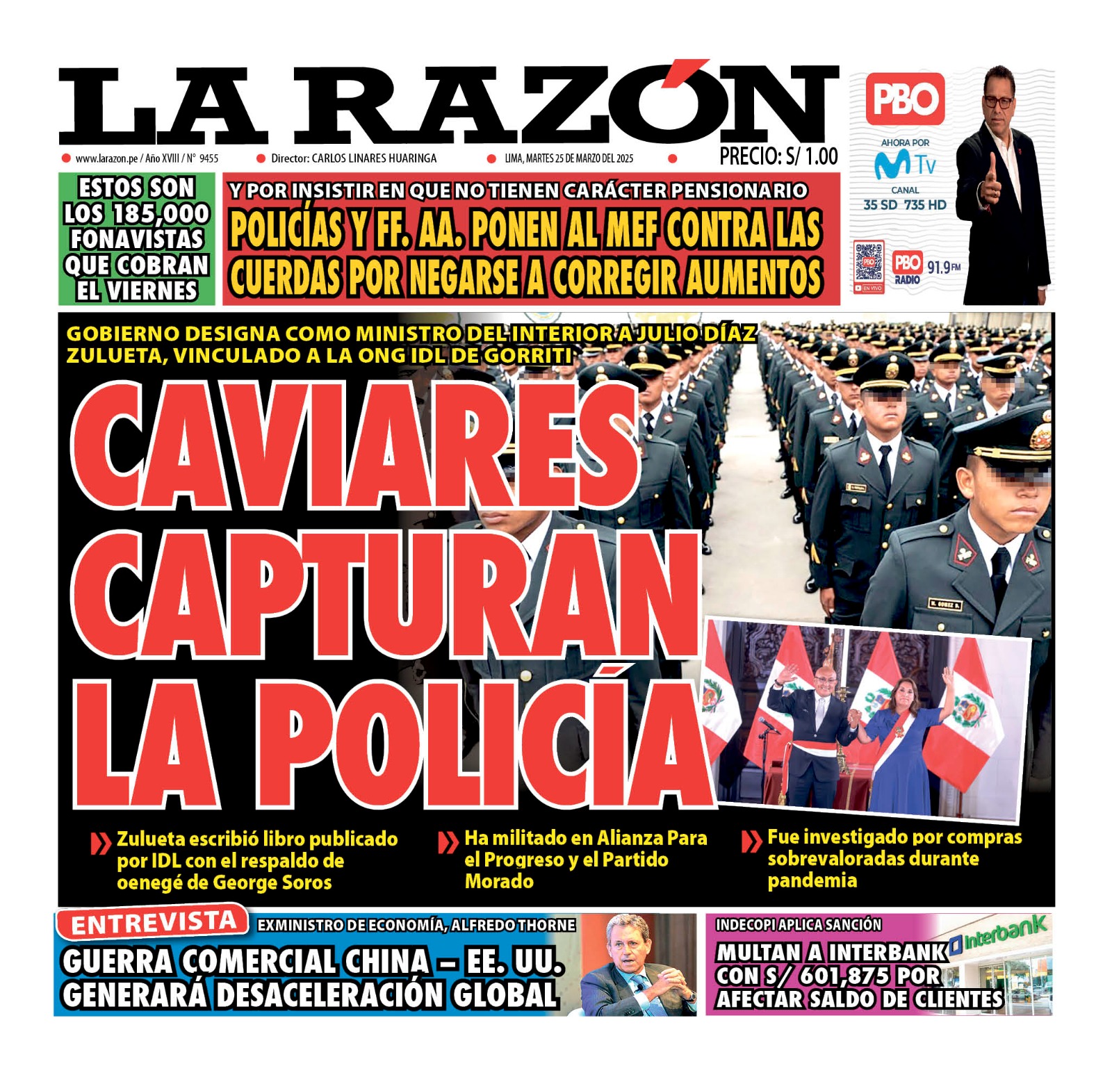 Portada Diario La Razón (25/03/2025)