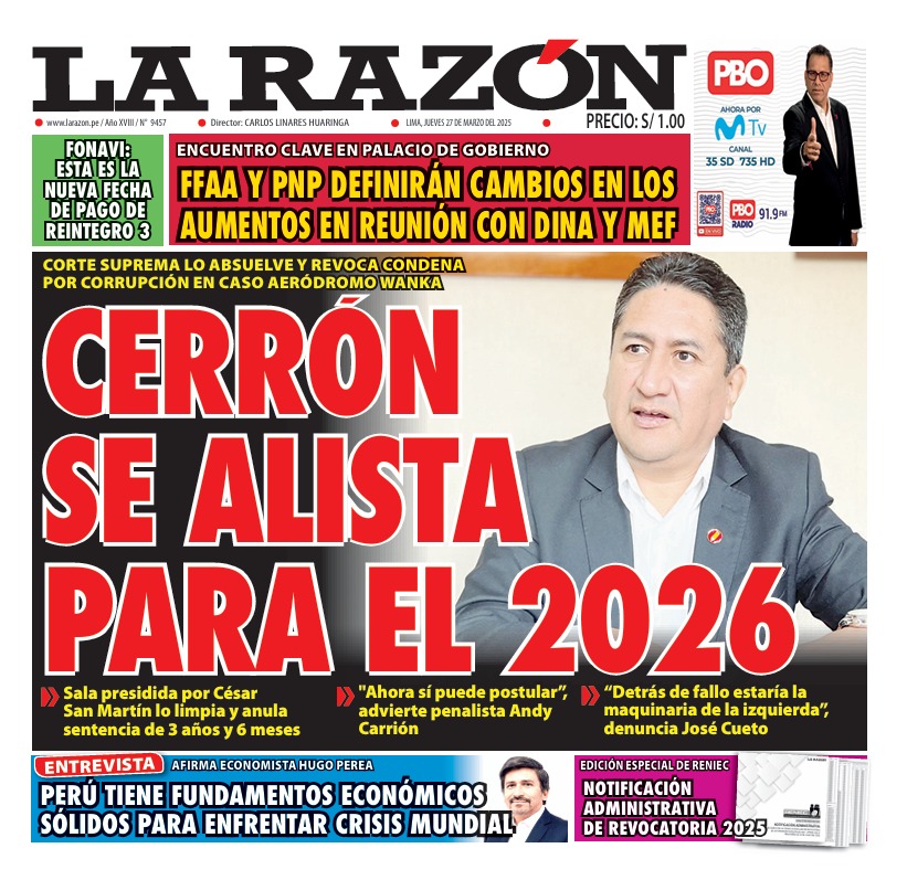 Portada Diario La Razón (27/03/2025)
