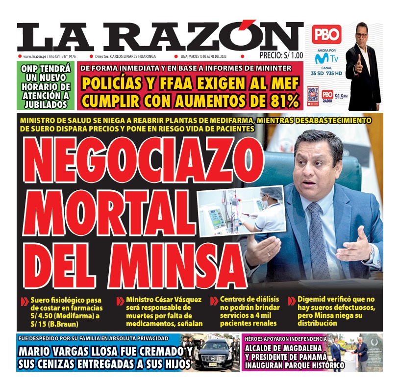 Portada Diario La Razón (15/04/2025)