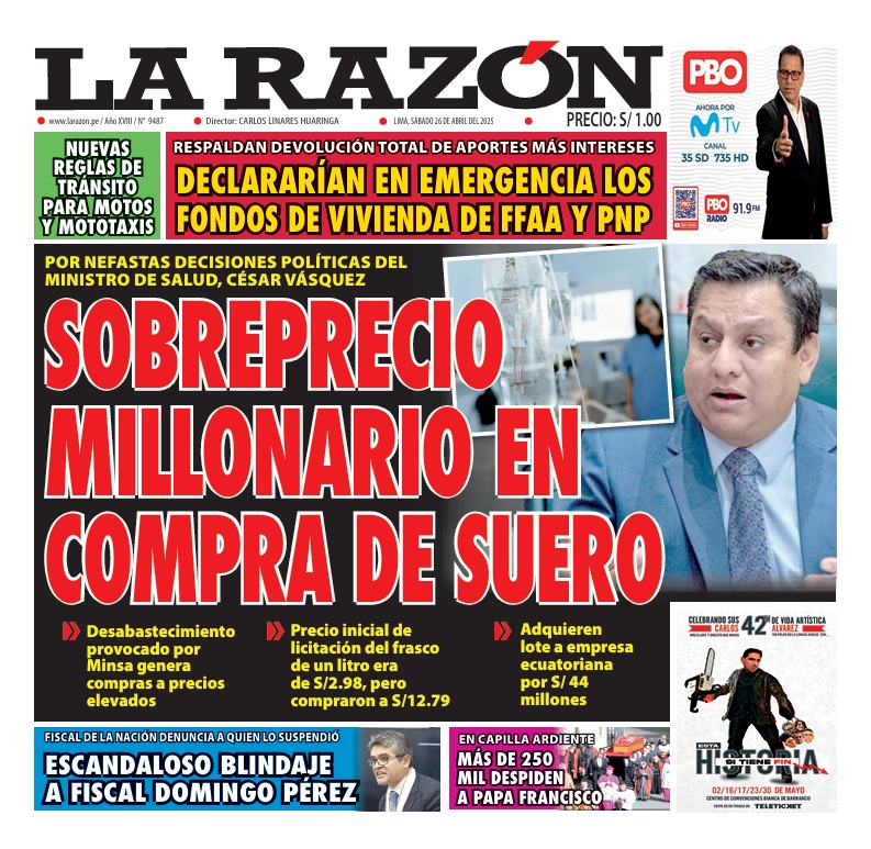 Portada Diario La Razón (26/04/2025)