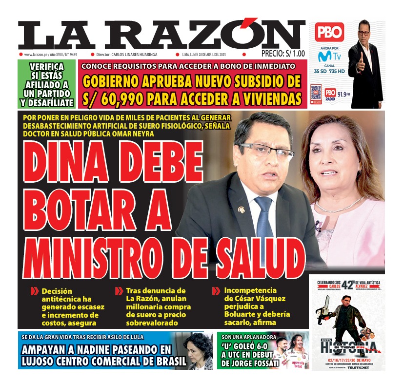 Portada Diario La Razón (28/04/2025)