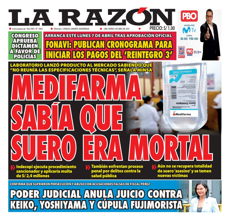 Portada Diario La Razón (04/04/2025)