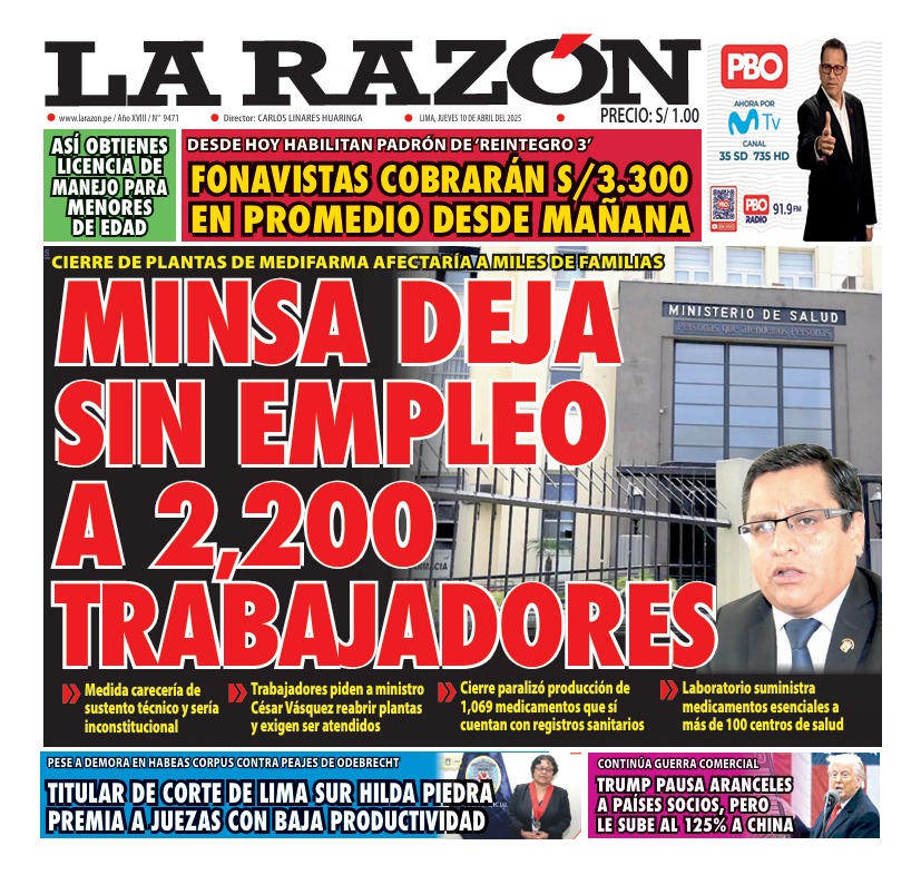 Portada Diario La Razón (10/04/2025)
