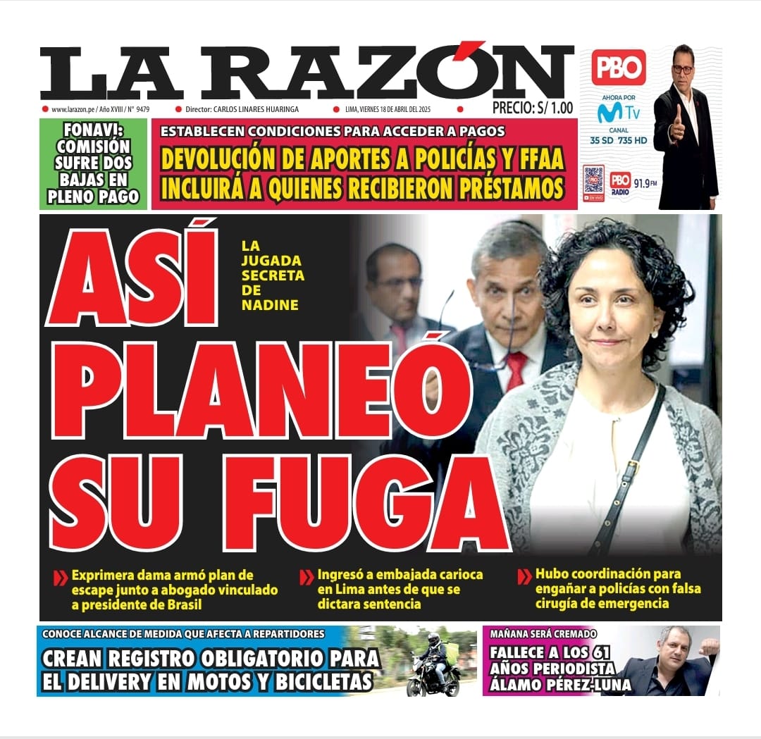 Portada Diario La Razón (18/04/2025)