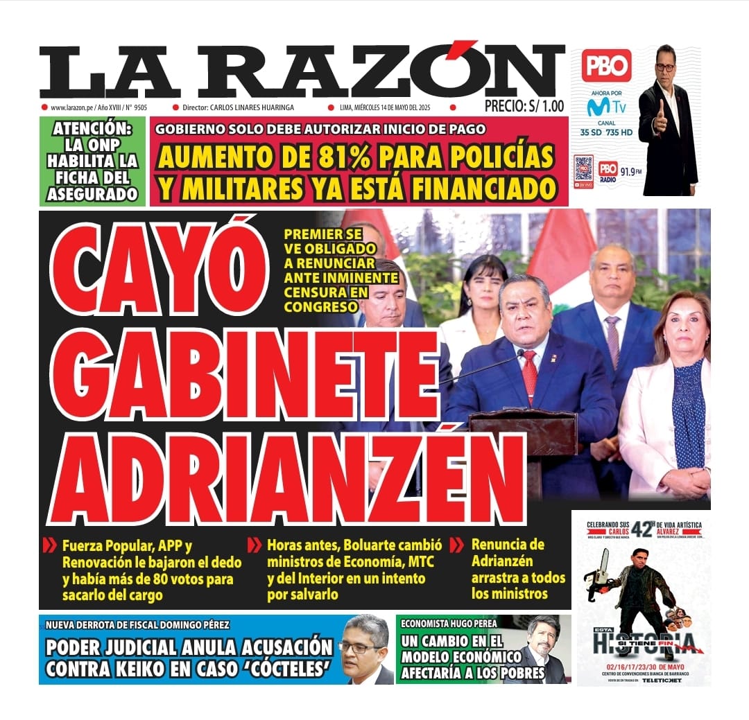 Portada Diario La Razón (14/05/2025)