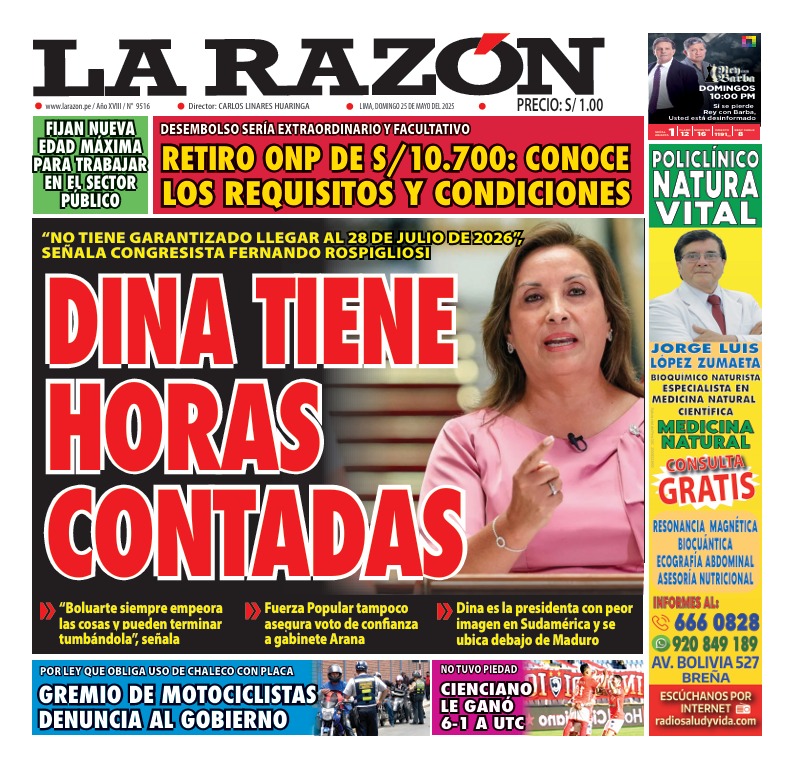 Portada Diario La Razón (25/05/2025)