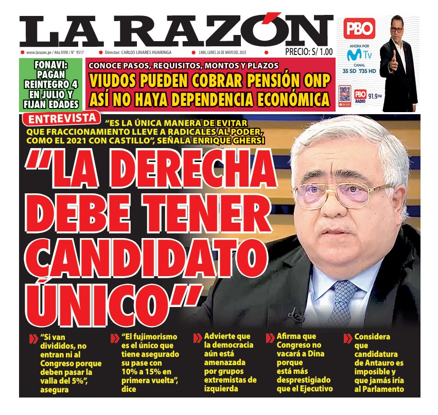Portada Diario La Razón (26/05/2025)