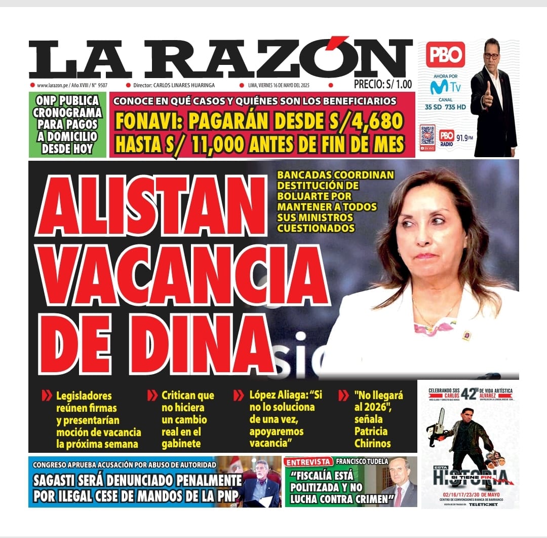 Portada Diario La Razón (16/05/2025)