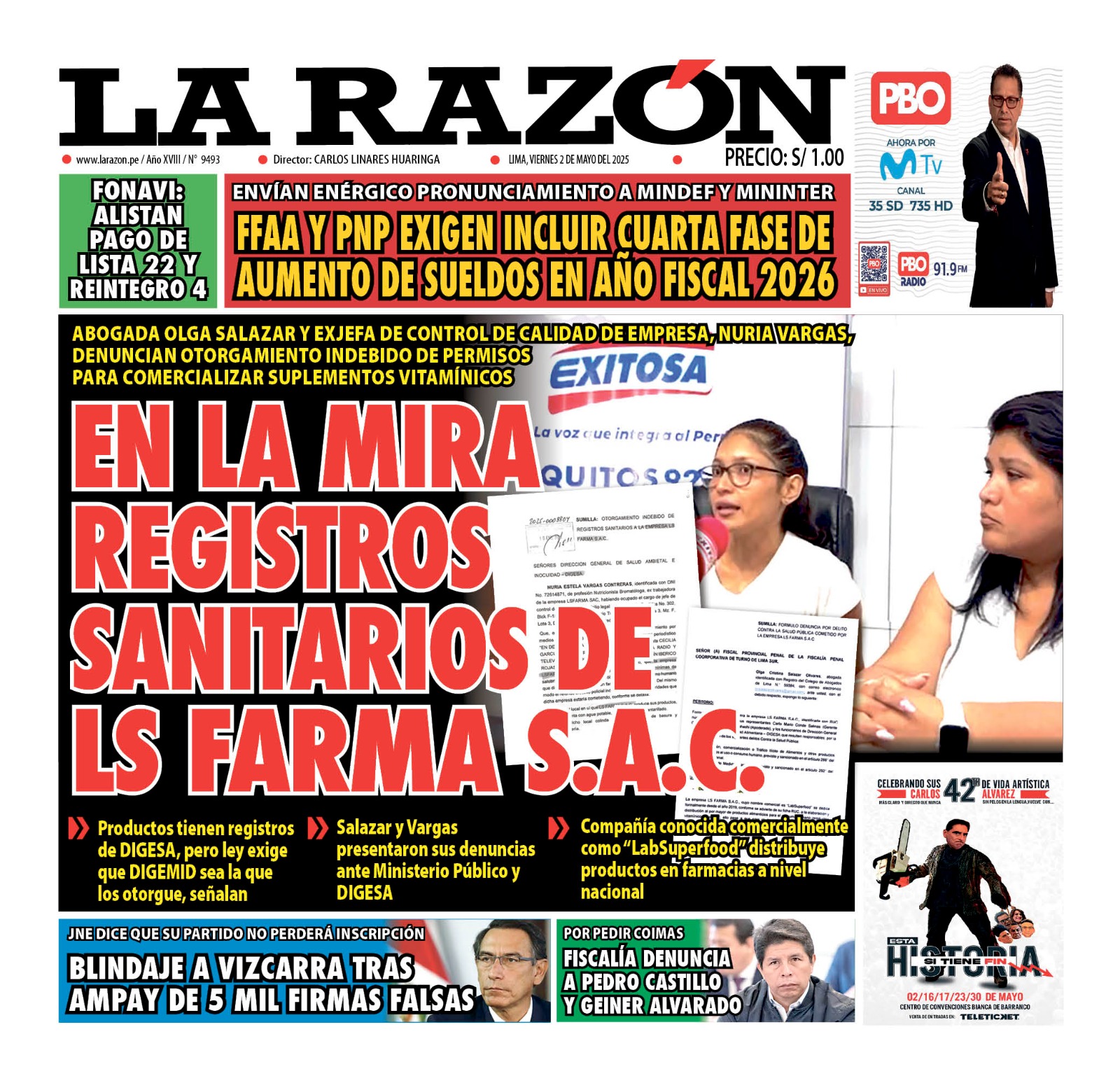 Portada Diario La Razón (02/05/2025)