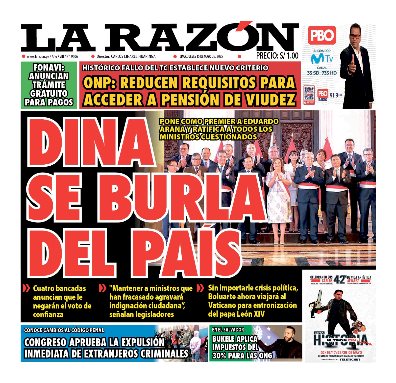 Portada Diario La Razón (15/05/2025)