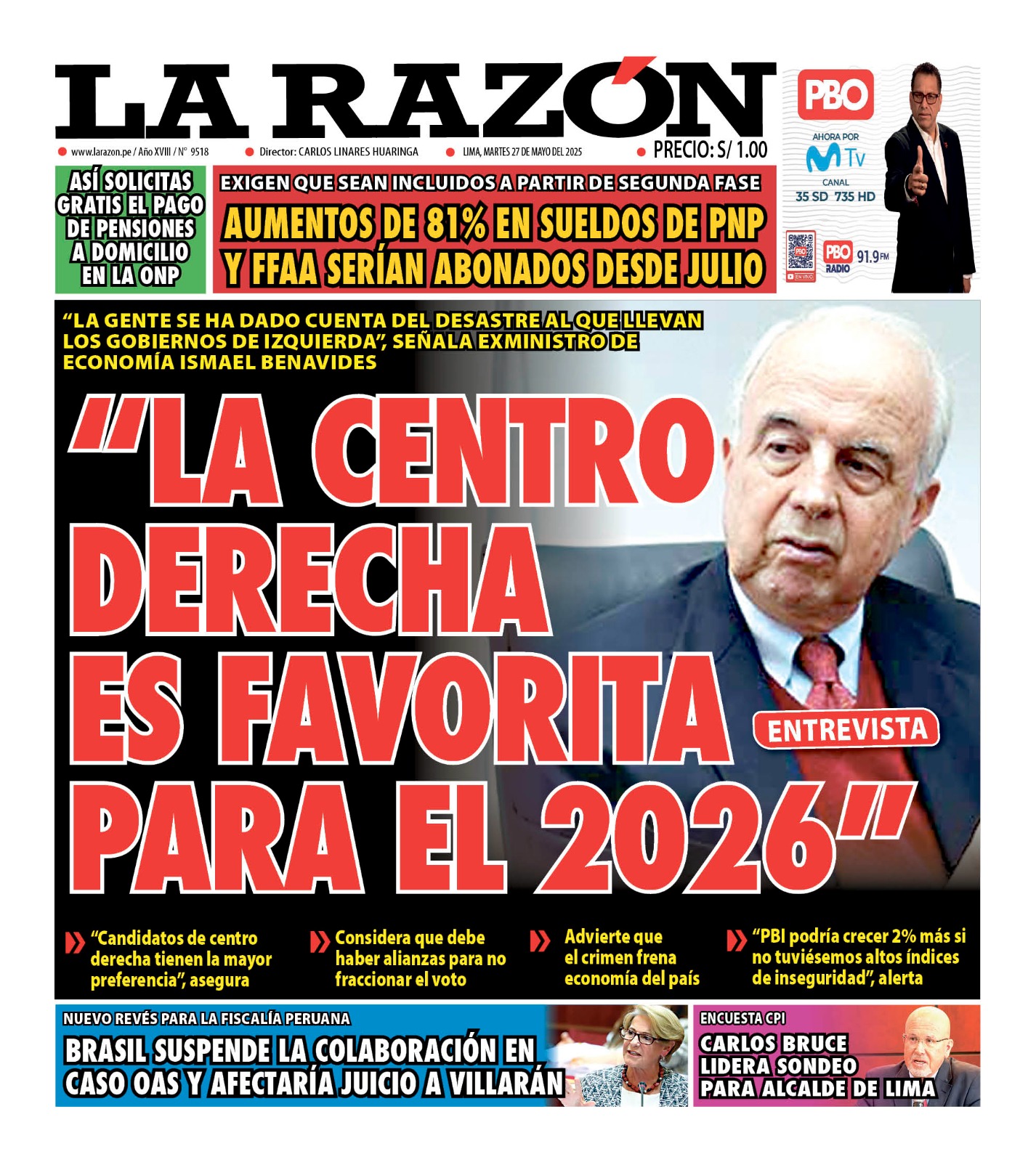 Portada Diario La Razón (27/05/2025)