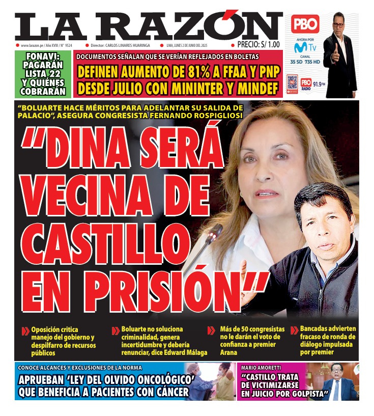 Portada Diario La Razón (02/06/2025)
