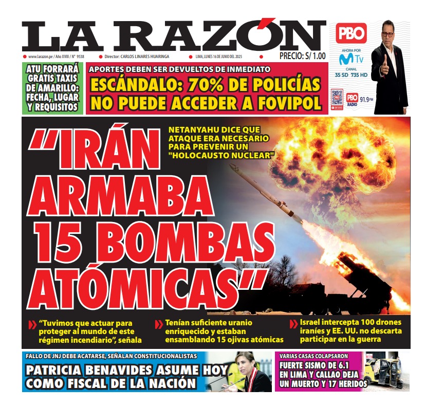 Portada Diario La Razón (16/06/2025)
