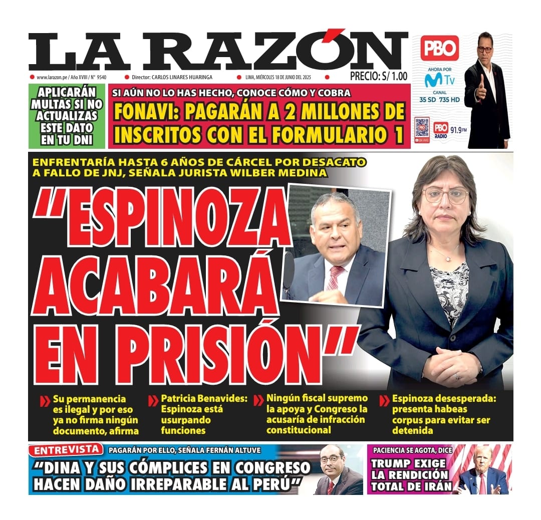 Portada Diario La Razón (18/06/2025)