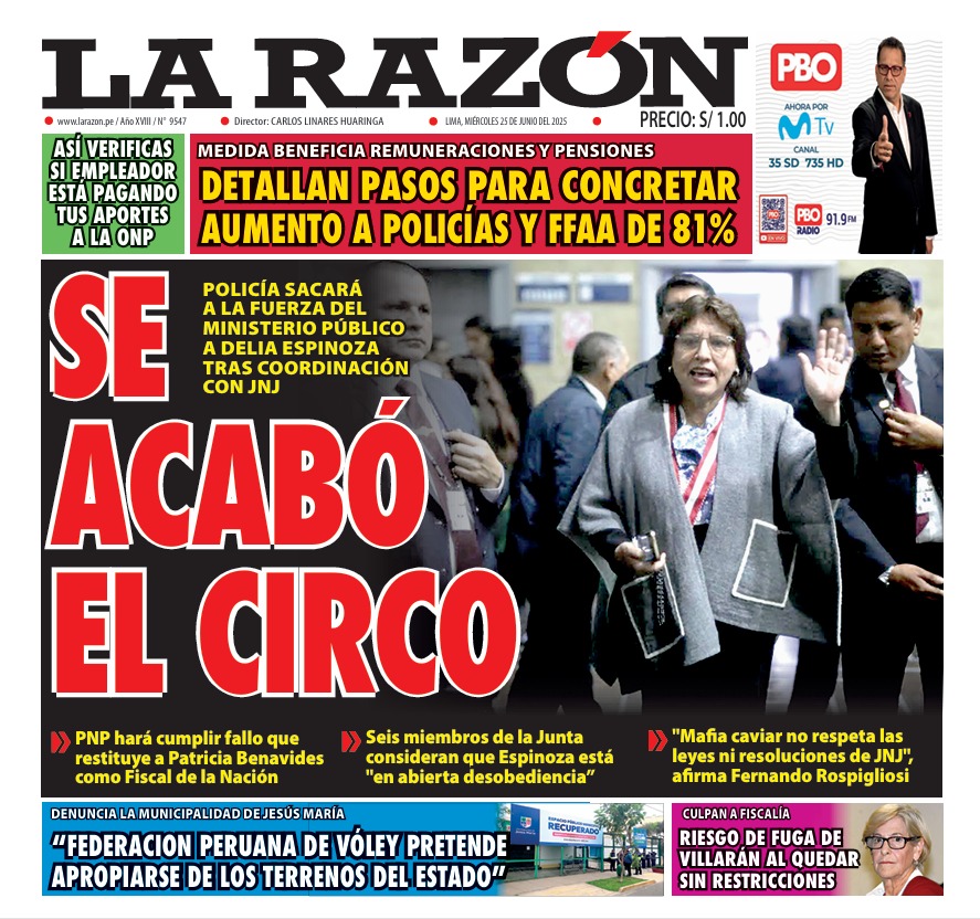Portada Diario La Razón (25/06/2025)