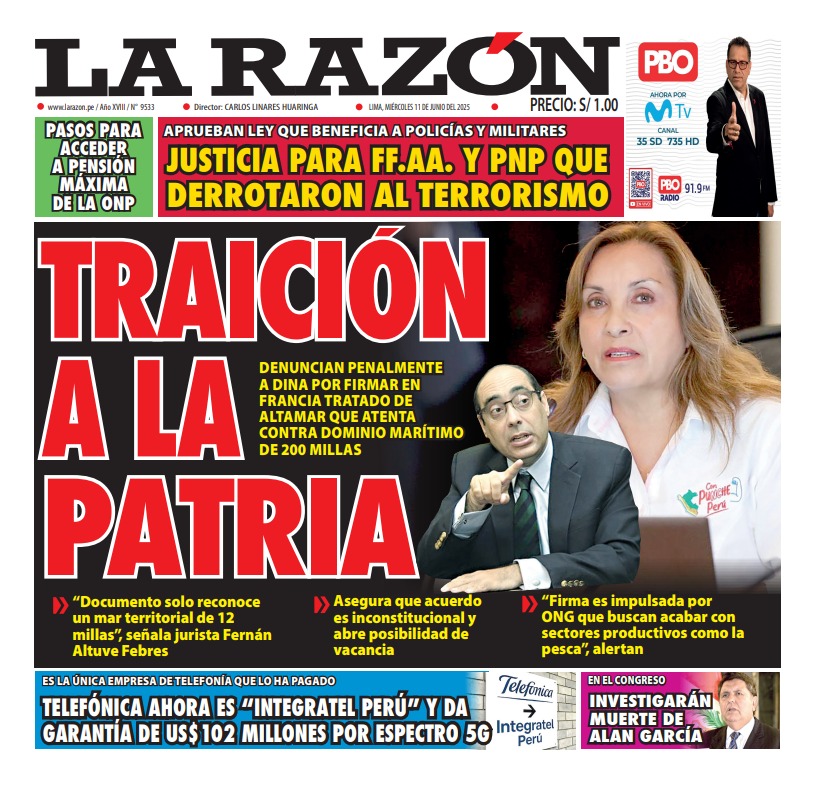 Portada Diario La Razón (11/06/2025)