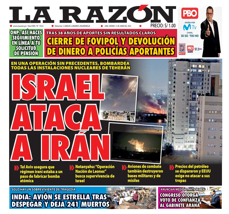 Portada Diario La Razón (13/06/2025)