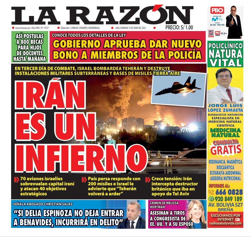 Portada Diario La Razón (15/06/2025)