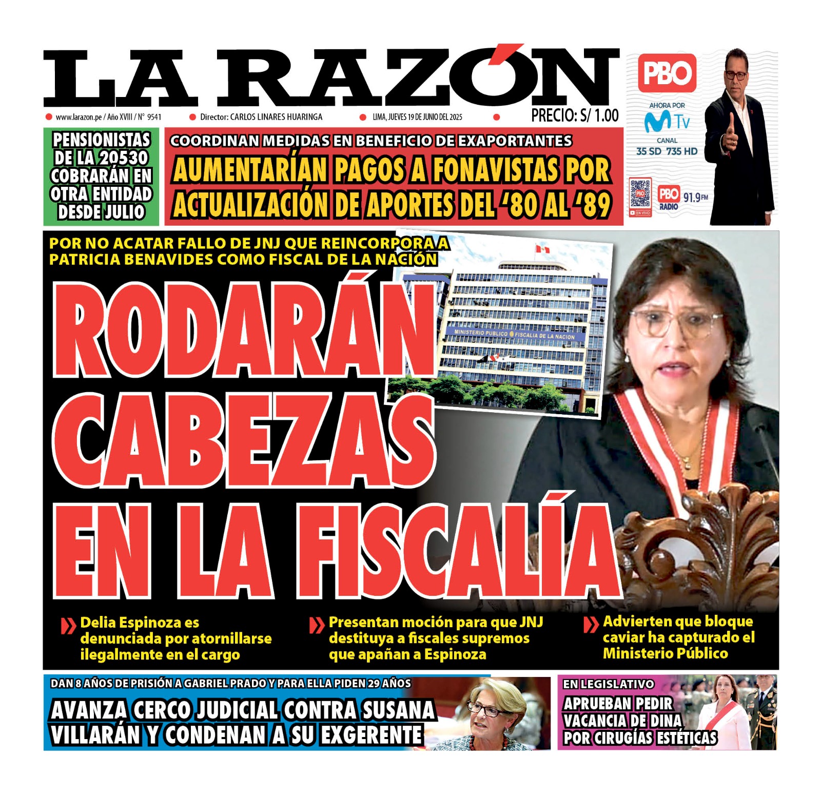 Portada Diario La Razón (19/06/2025)