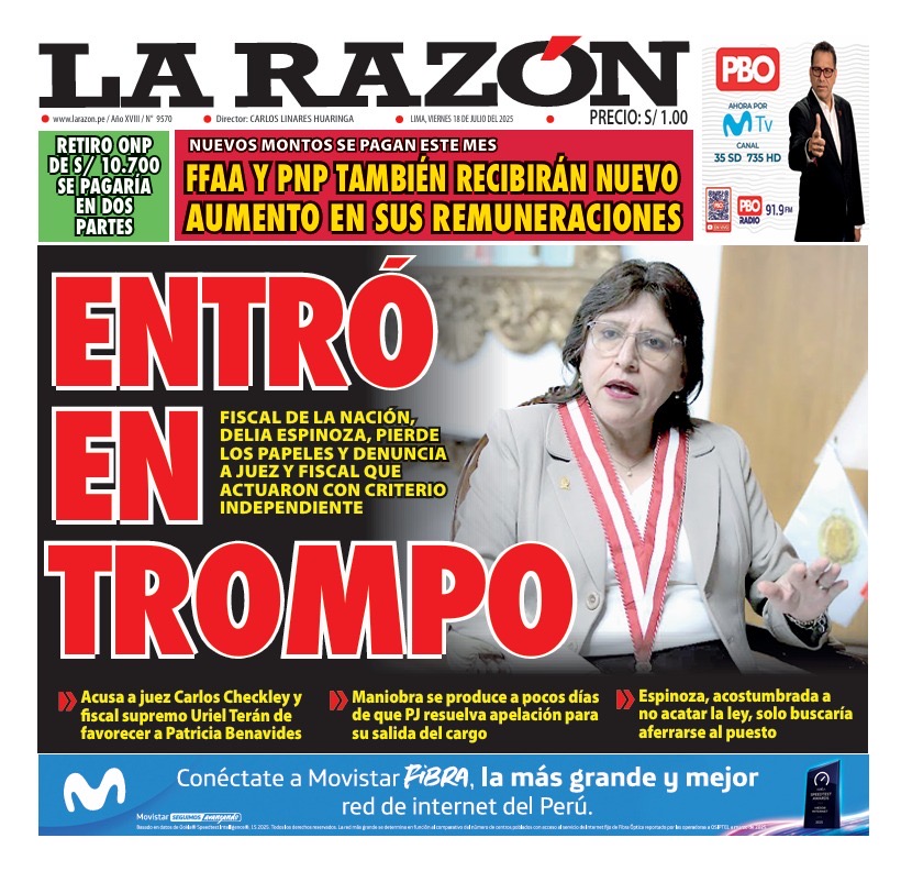 Portada Diario La Razón (18/07/2025)