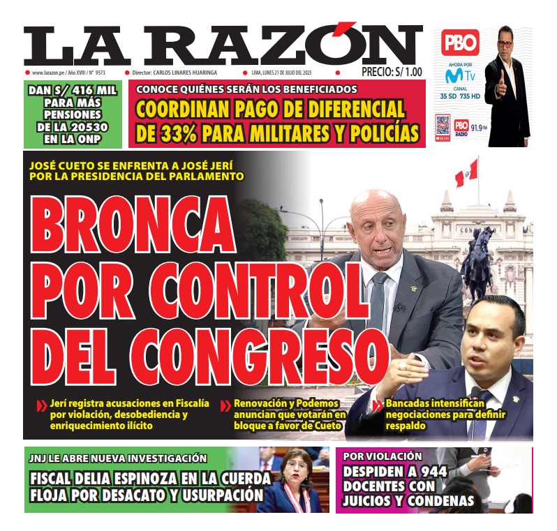 Portada Diario La Razón (21/07/2025)