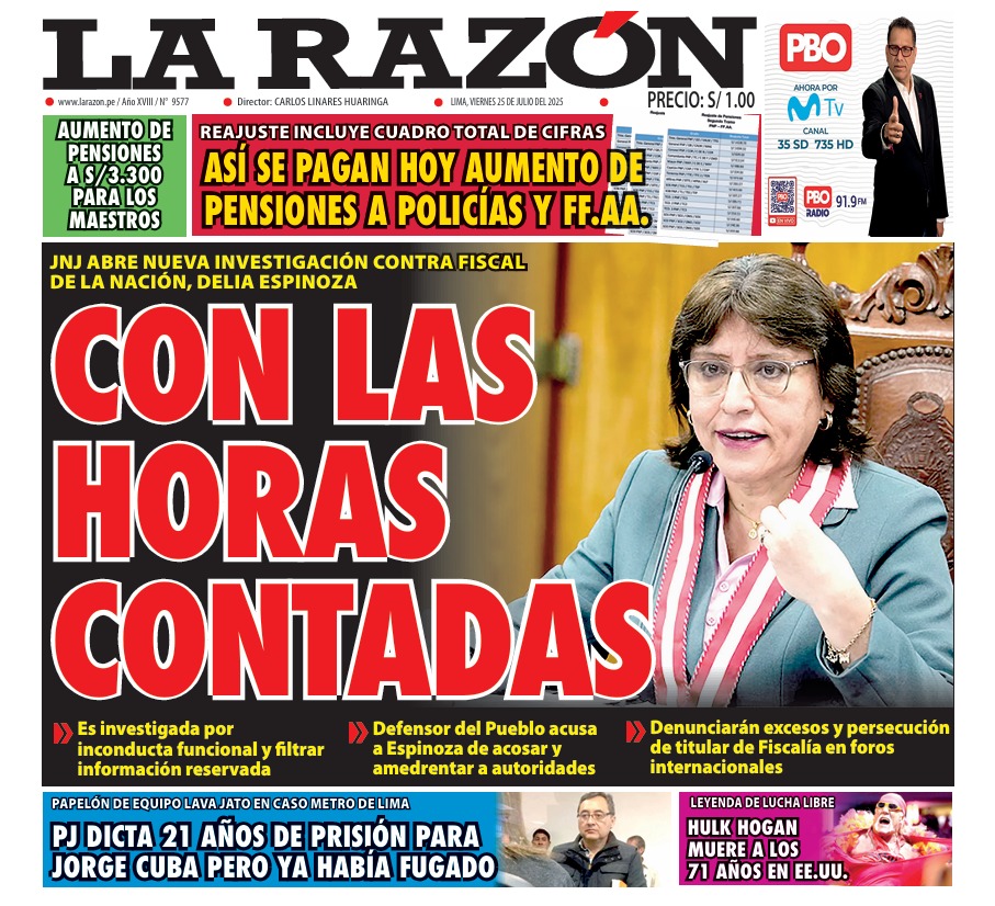 Portada Diario La Razón (25/07/2025)