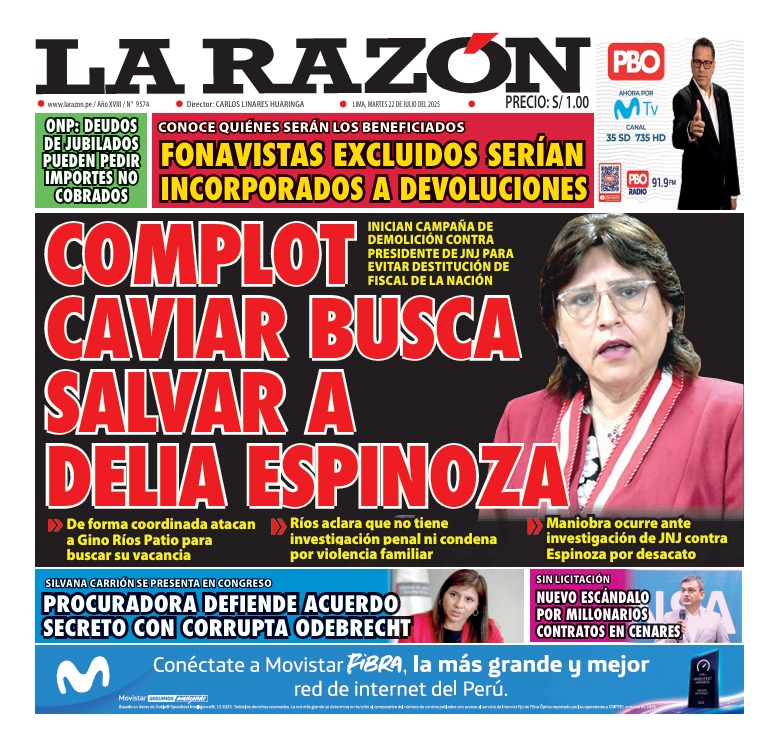 Portada Diario La Razón (22/07/2025)