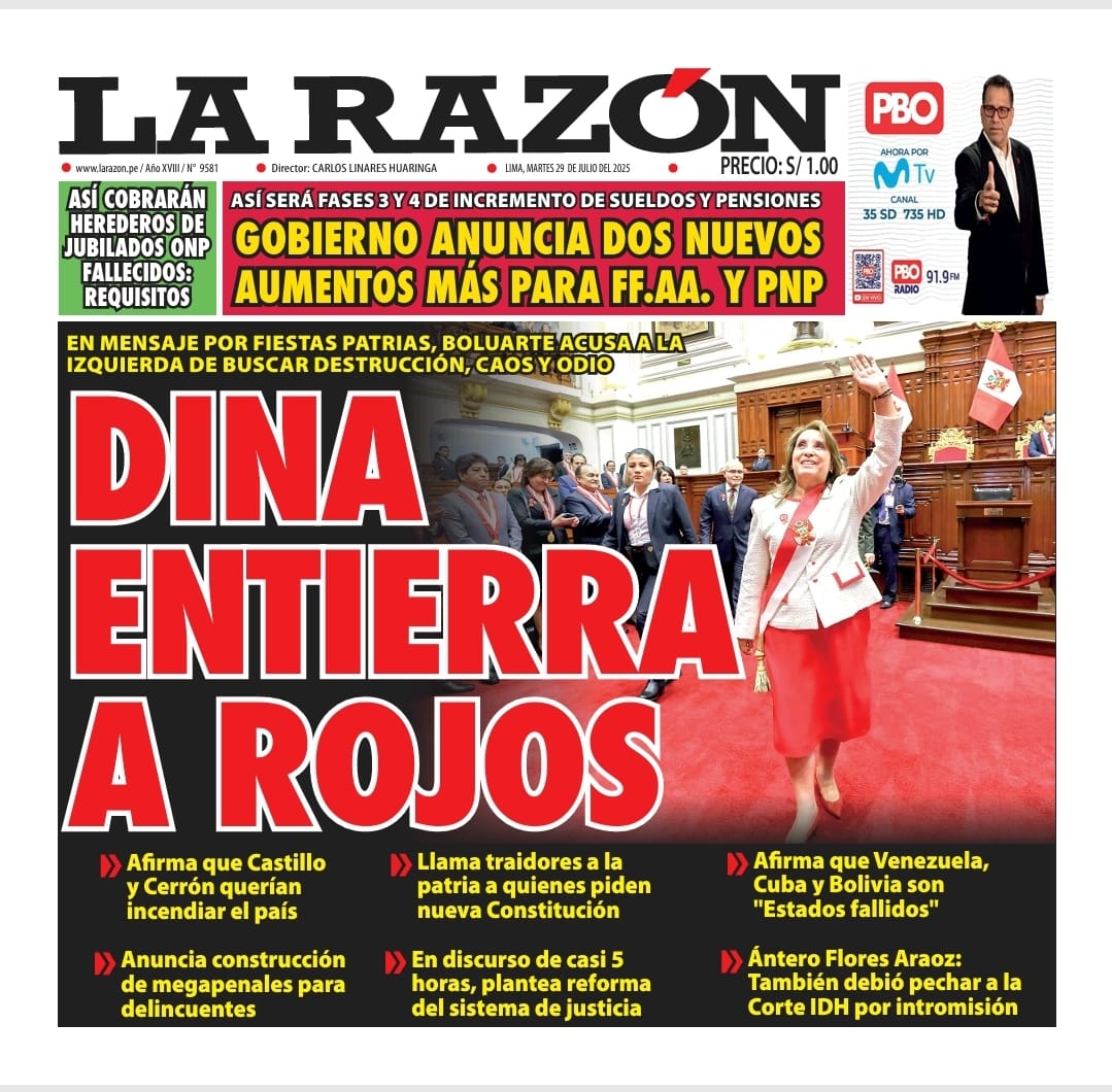 Portada Diario La Razón (29/07/2025)