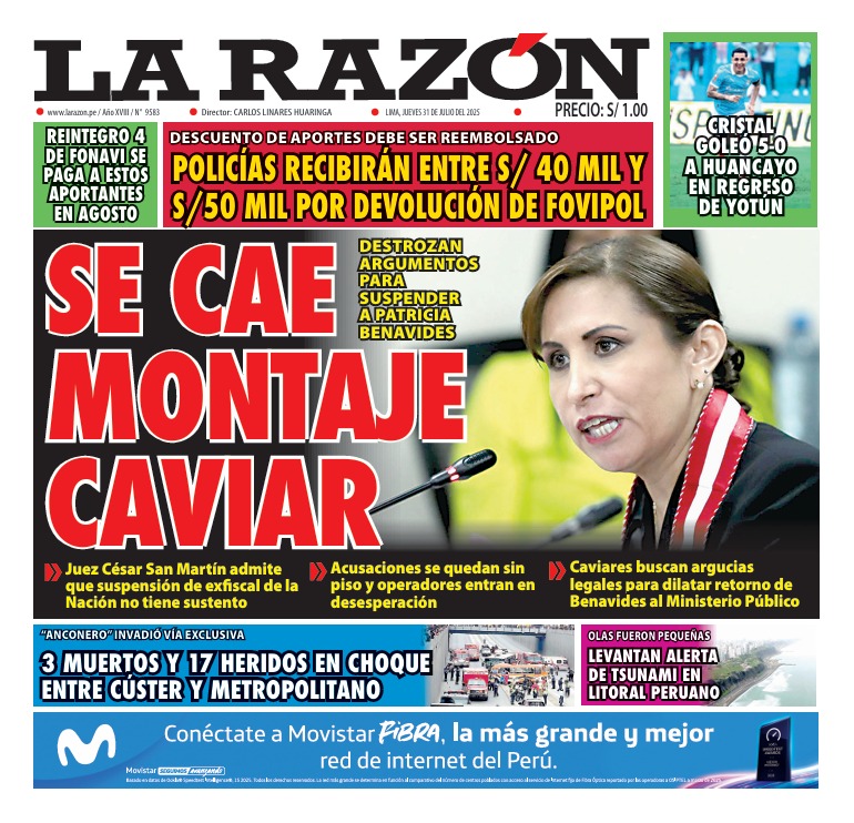 Portada Diario La Razón (31/07/2025)