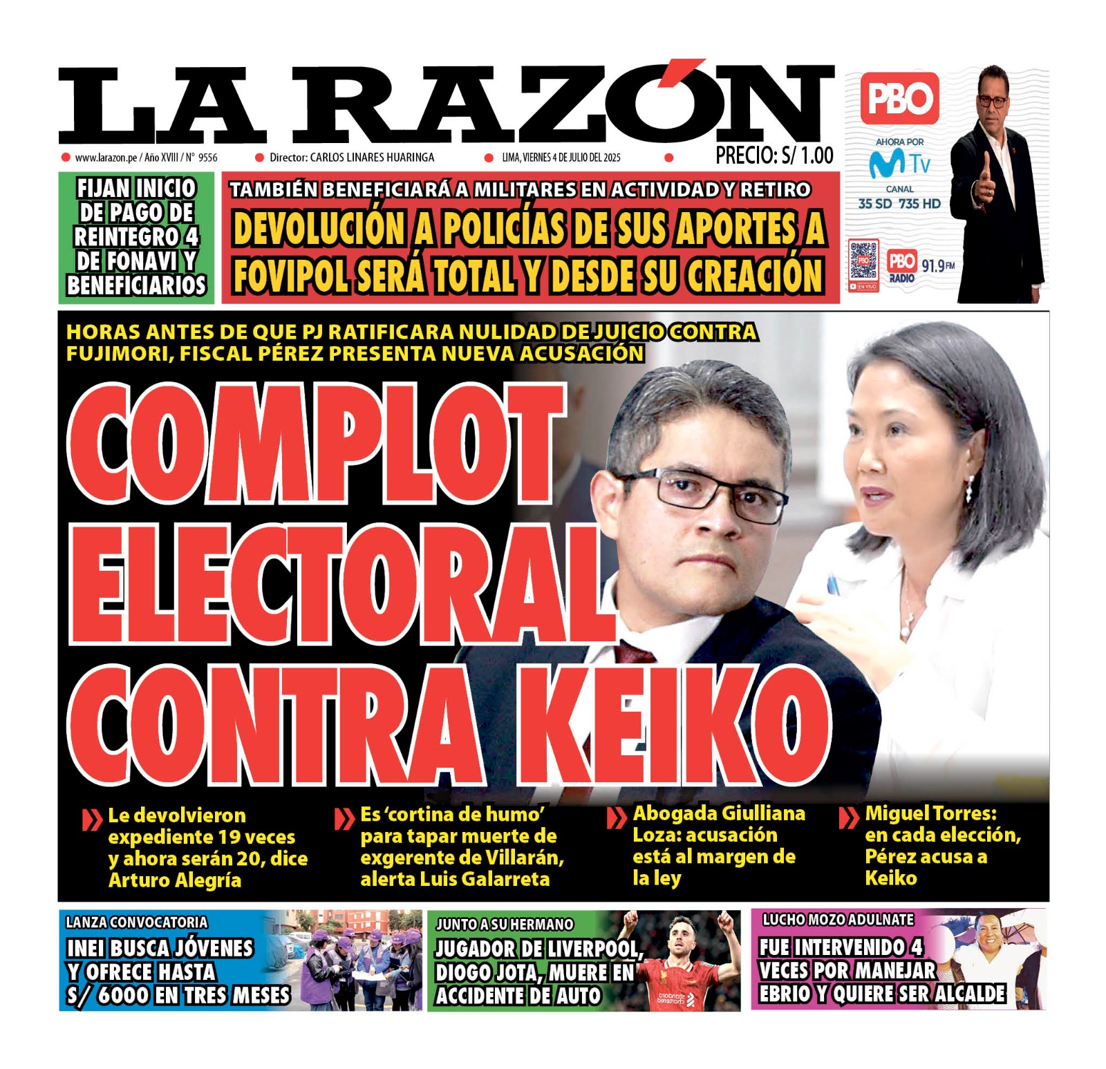 Portada Diario La Razón (04/07/2025)