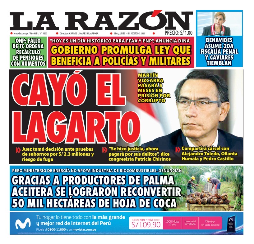 Portada Diario La Razón (14/08/2025)