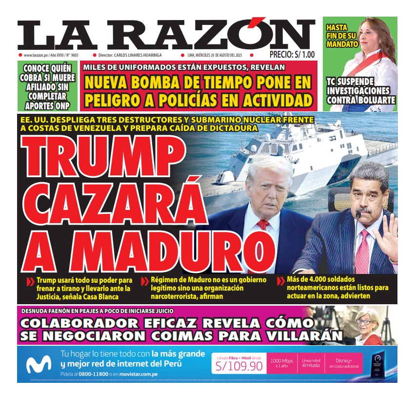 Portada Diario La Razón (20/08/2025)