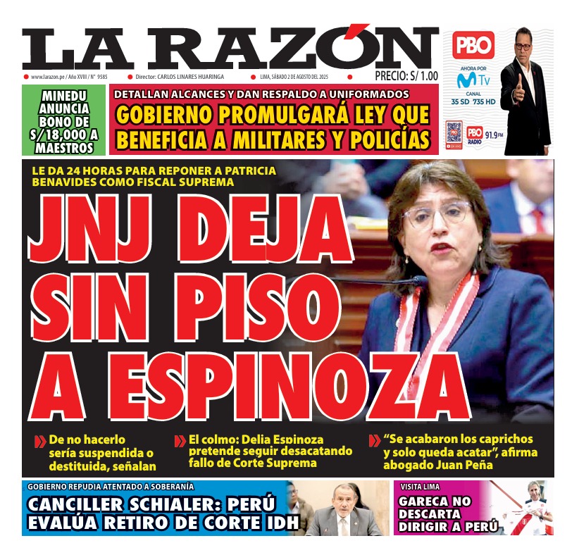 Portada Diario La Razón (02/08/2025)