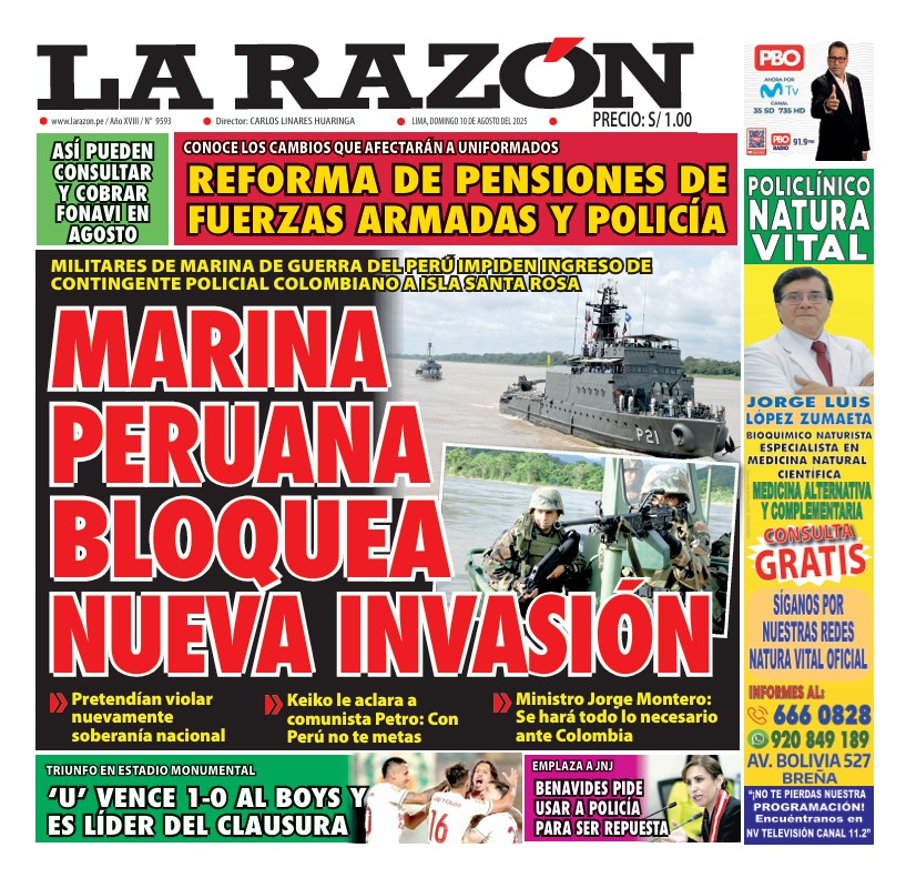 Portada Diario La Razón (10/08/2025)