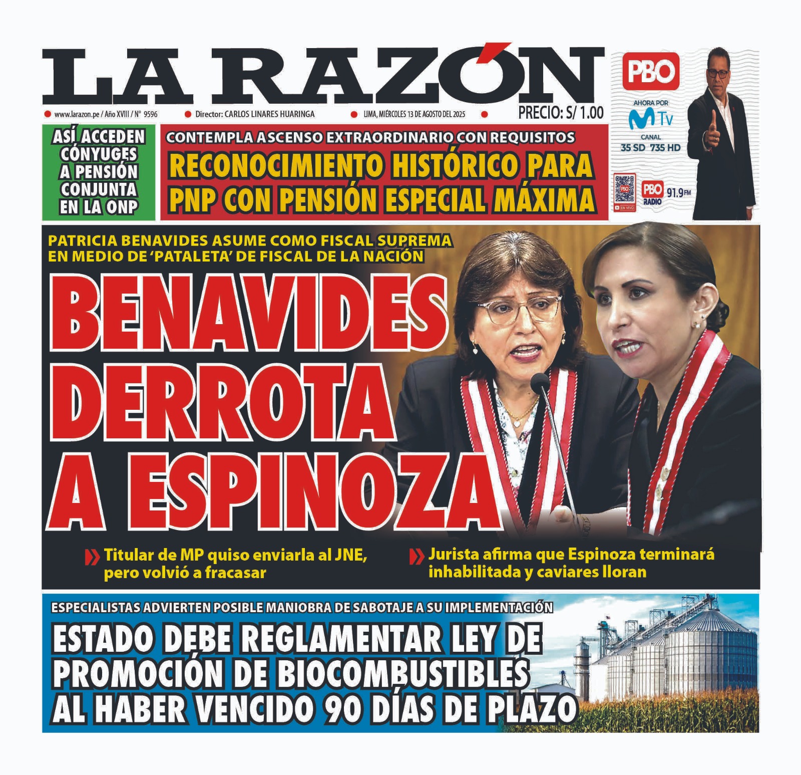 Portada Diario La Razón (13/08/2025)