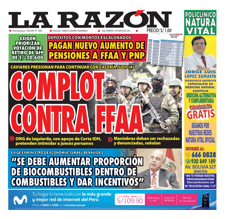 Portada Diario La Razón (17/08/2025)