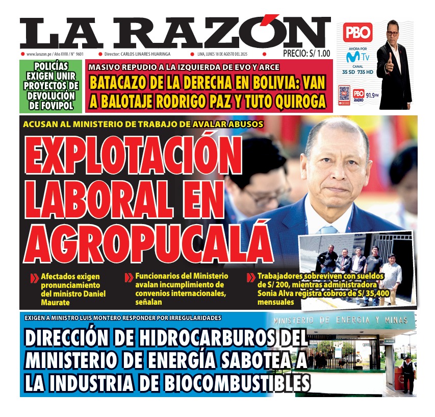Portada Diario La Razón (18/08/2025)