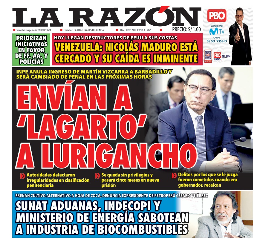 Portada Diario La Razón (21/08/2025)