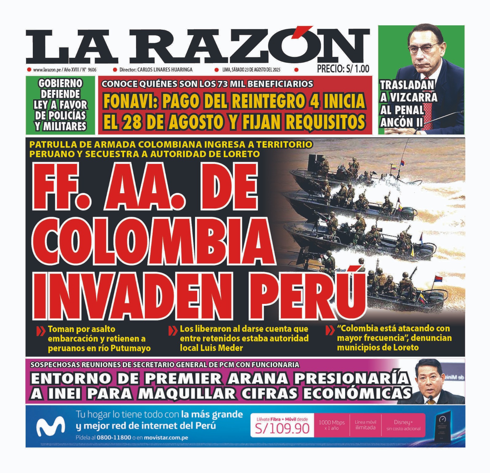 Portada Diario La Razón (23/08/2025)
