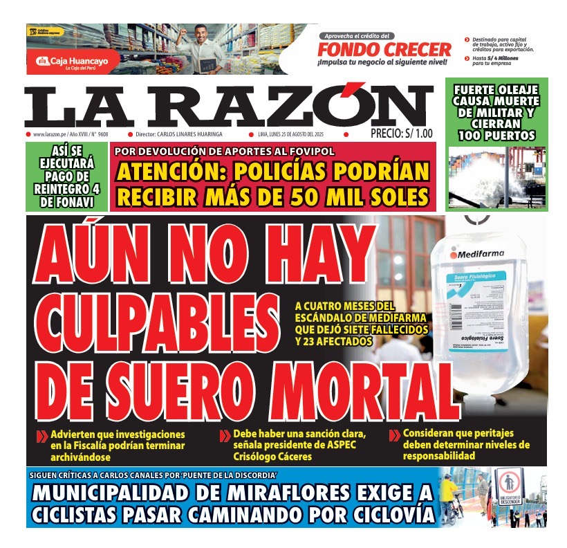 Portada Diario La Razón (25/08/2025)