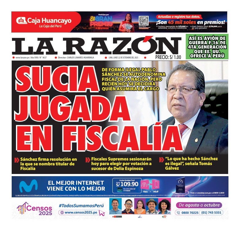 Portada Diario La Razón (22/09/2025)