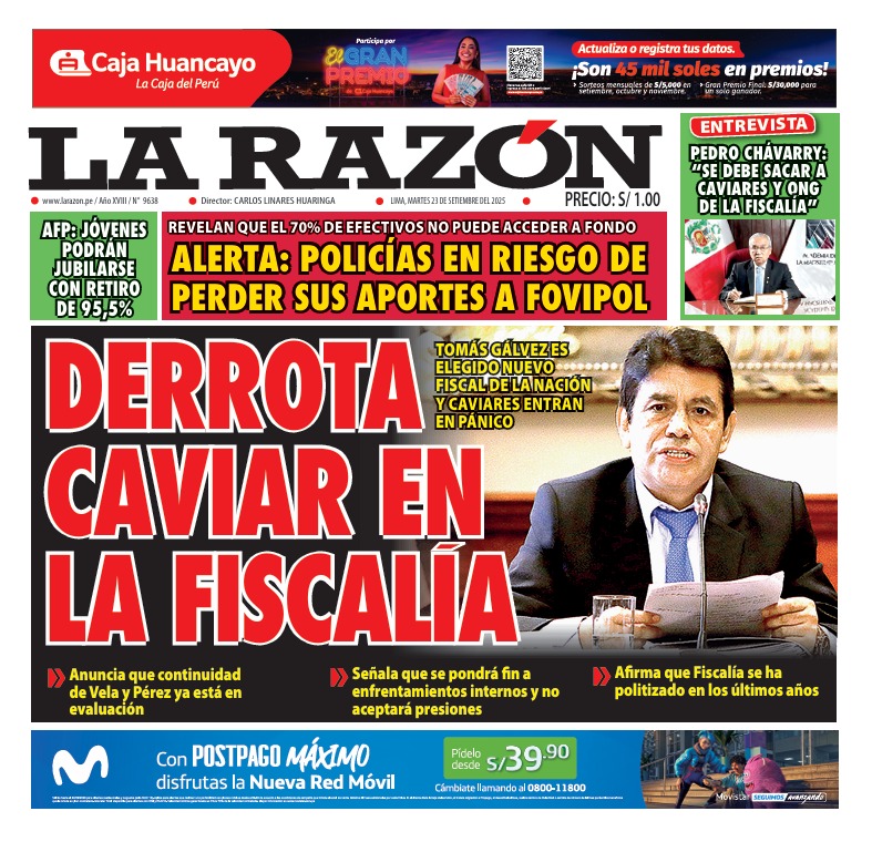 Portada Diario La Razón (23/09/2025)