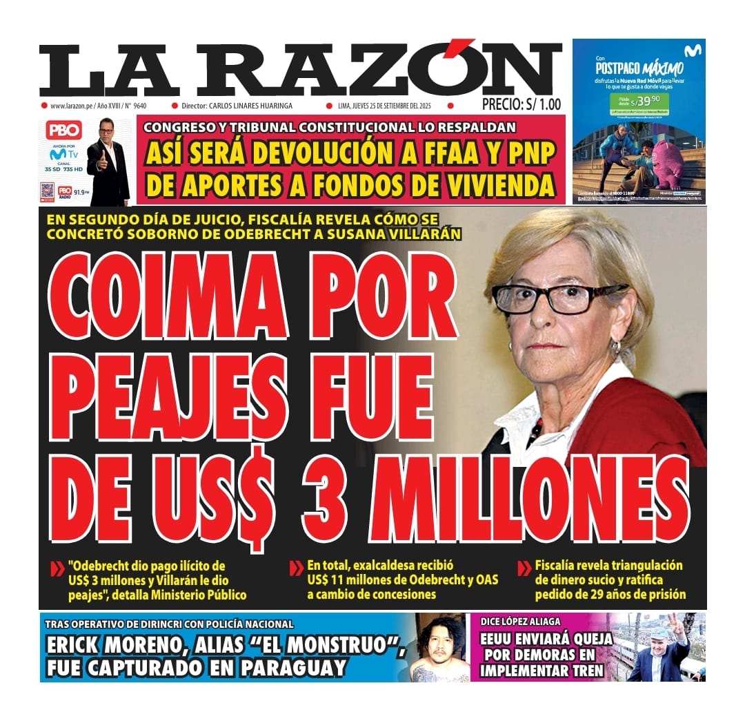 Portada Diario La Razón (25/09/2025)