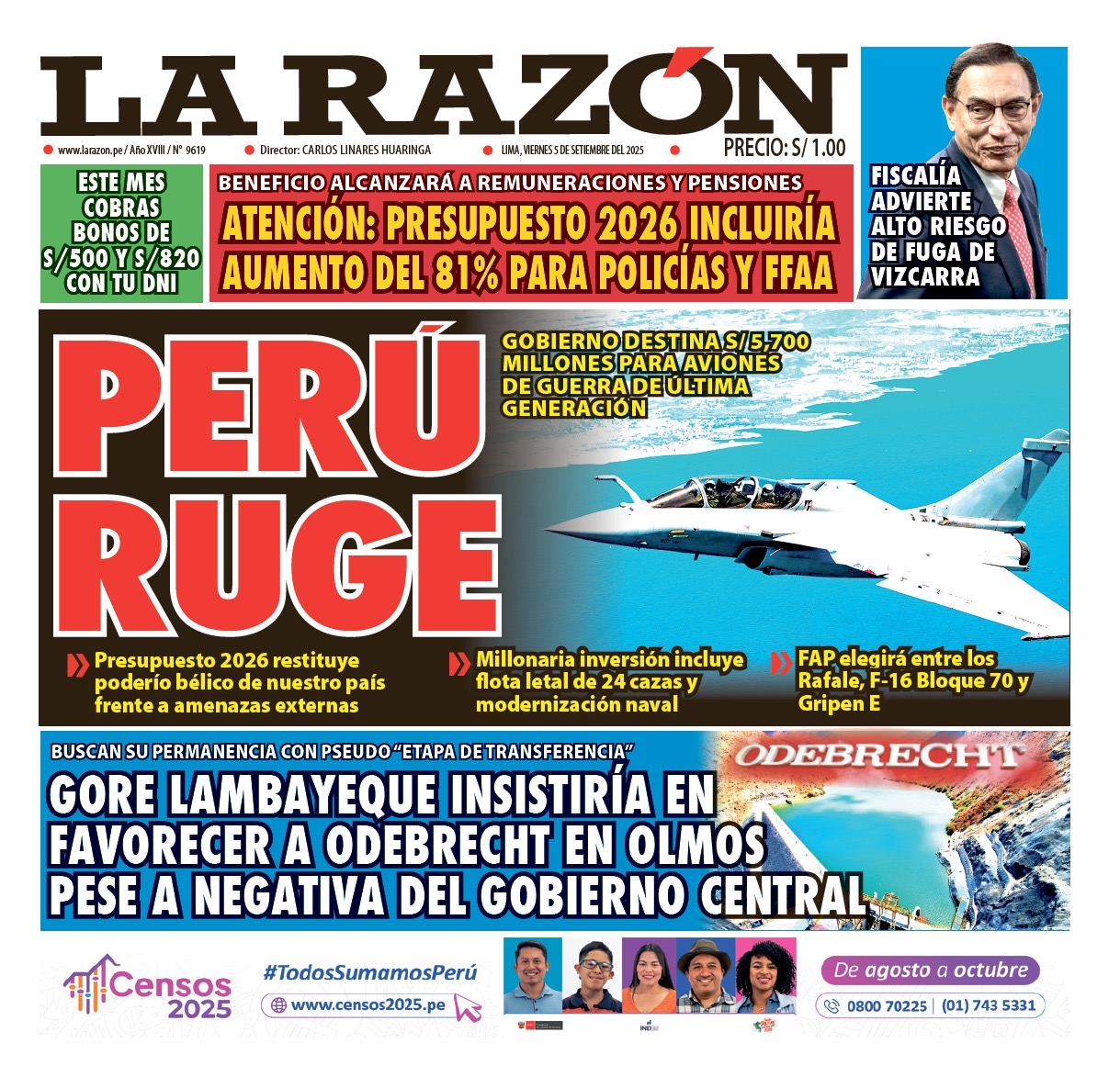 Portada Diario La Razón (05/09/2025)