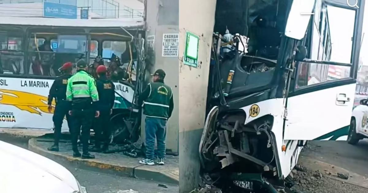 SJL: Bus impacta contra columna del Metro