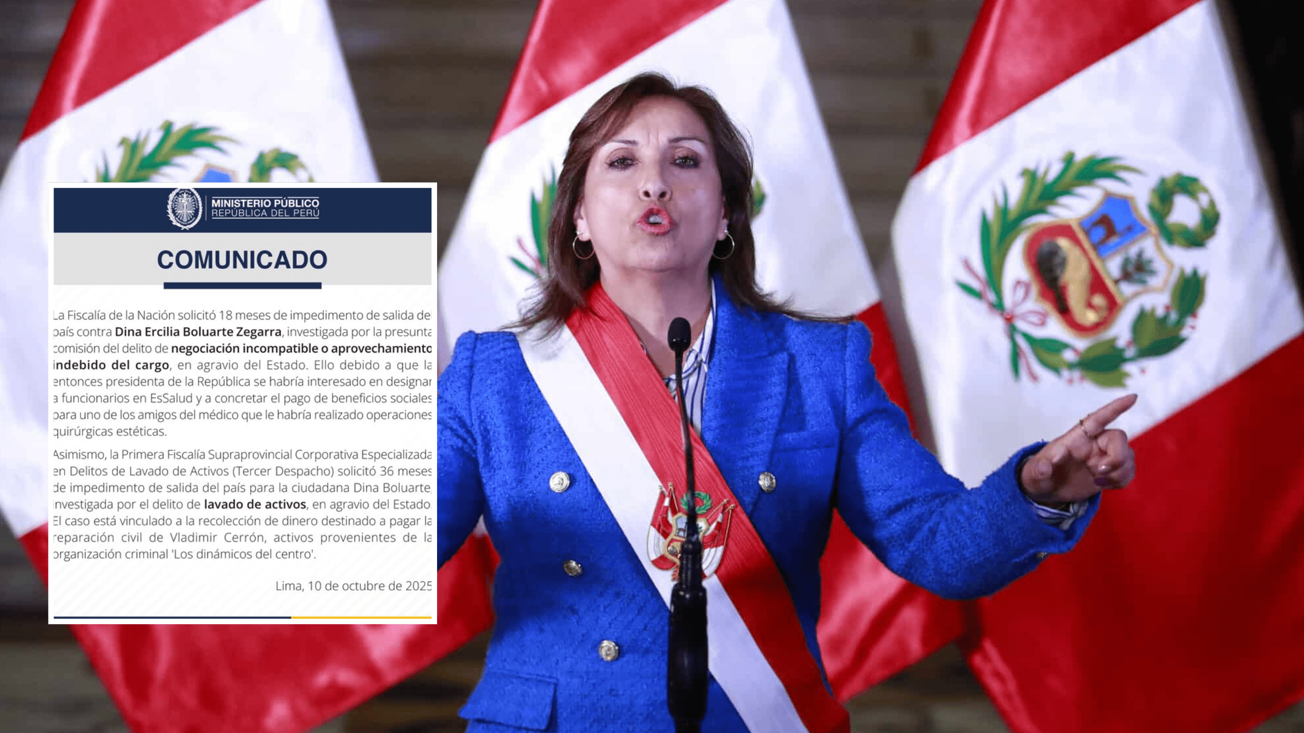 Ministerio público solicitó impedimento de salida del país para Dina Boluarte