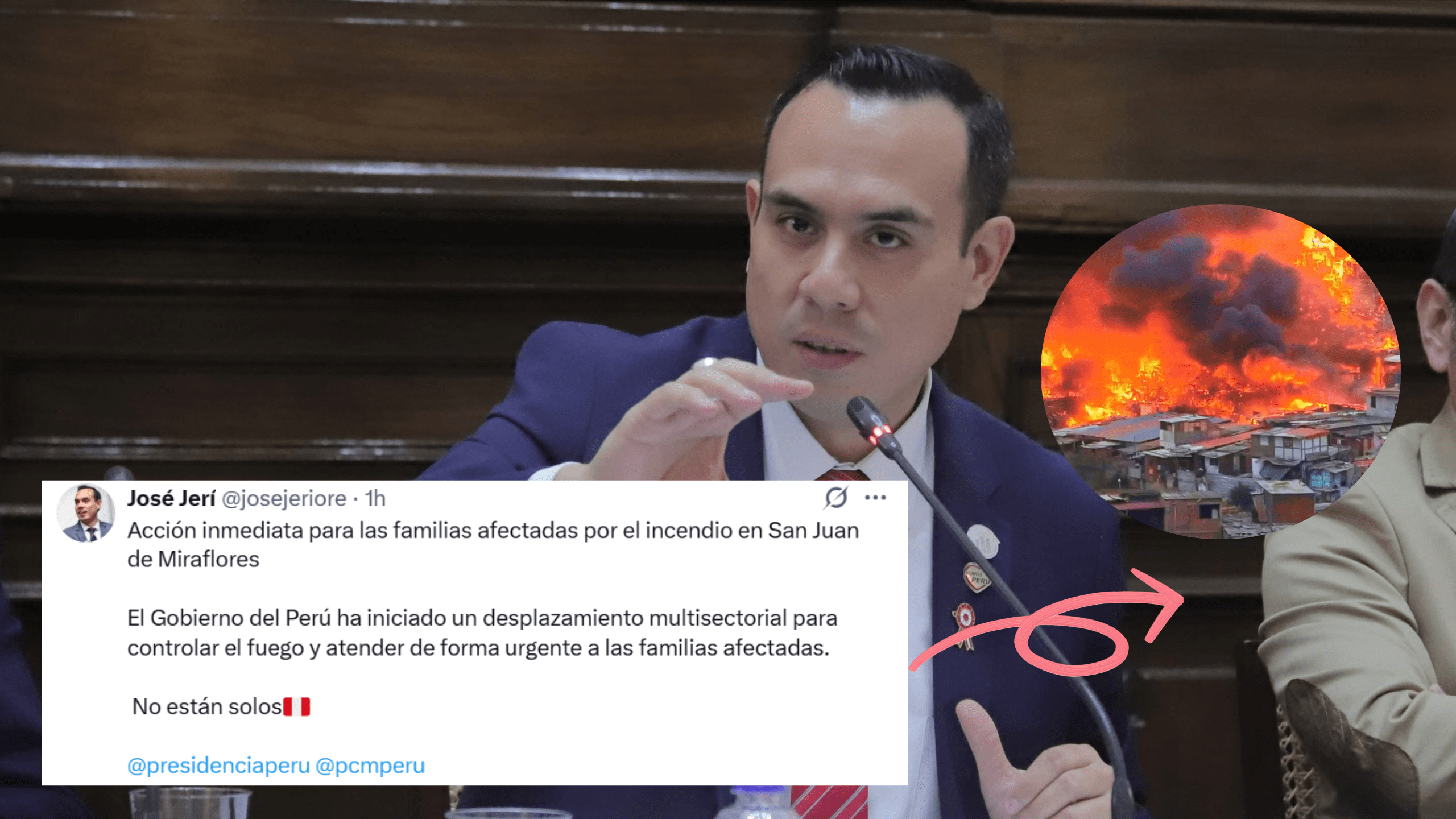 José Jerí despliega acción inmediata tras incendio en San Juan de Miraflores