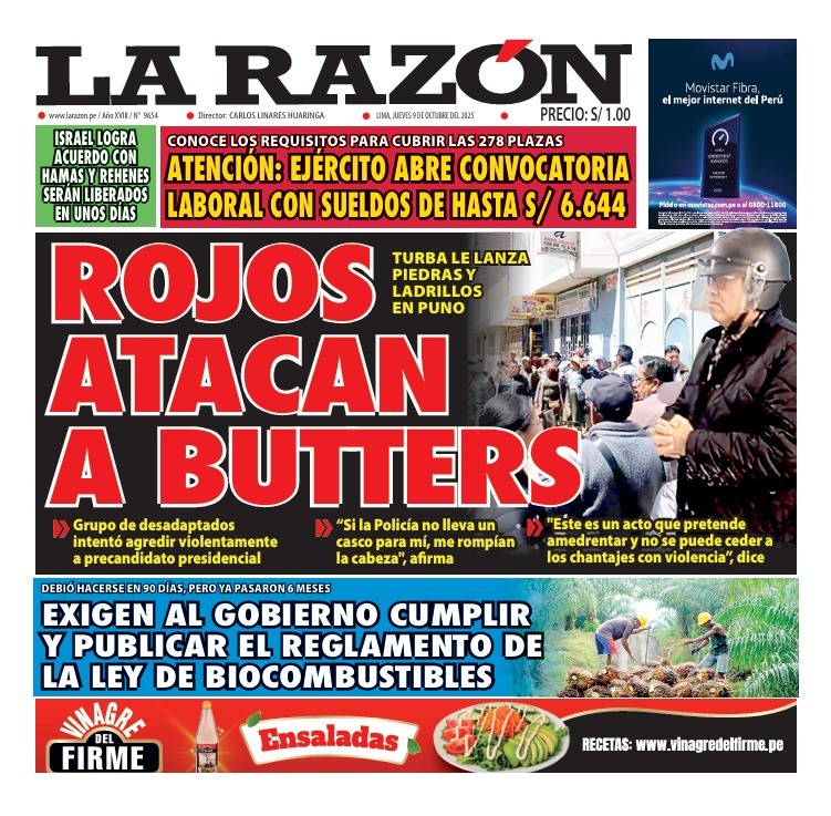 Portada Diario La Razón (09/10/2025)