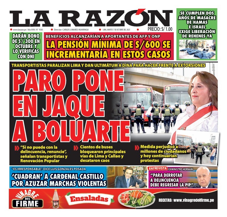 Portada Diario La Razón (07/10/2025)